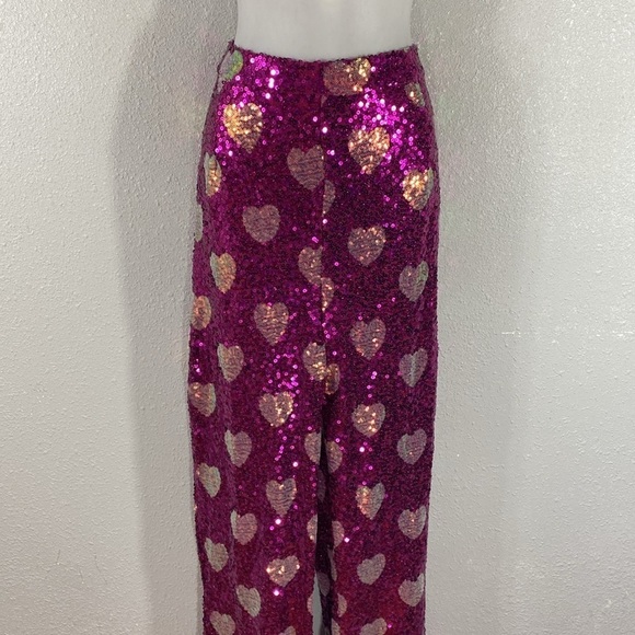 Nasty Gal Pink Sequin Heart Pants - Picture 3 of 12